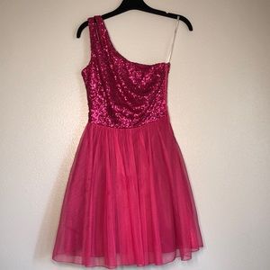 One Shoulder Pink Dress
